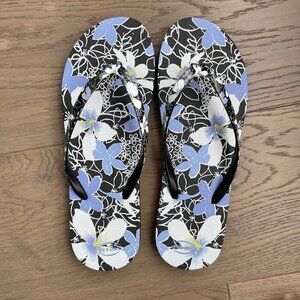 Details Tropical Vibe Casual Thong Style Flip Flop Sandals Purp Blk Wht 10 NWT